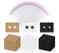 GLARKS 800 Tarjetas de Aretes de 2,5 x 3,5 cm Con Parte Trasera y Kit de Bolsas Autosellantes - 3 Colores de Exhibición y Soporte Para Aretes