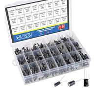 Glarks - Condensadores electrolíticos de metal, 545 unidades, 24 valores, 10 V, 16 V, 25 V, 50 V, rango de condensador de 0,1 UF - 1000 UF