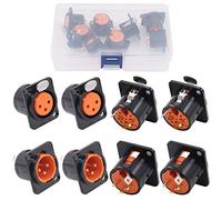 Glarks - Conector hembra XLR macho de 3 pines con clavija chapada en oro, tamaño de la serie D, compatible con agujeros de patrón de serie D, conector de estudio de audio