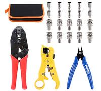 Glarks Herramienta de crimpado profesional coaxial BNC con conector coaxial RG59 y pelacables UTP redondo/plano Cat5 Cat6 y cortador de cables para RG55 RG58 RG59 RG62 5 6 21 140 141 142