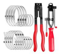 Glarks Juego de 10 abrazaderas de acero inoxidable 304, herramienta de abrazadera de crimpado de arranque de junta CV, abrazadera de guía CV universal pequeña y grande con alicates de abrazadera de