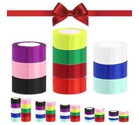 Glarks - Juego de 10 rollos de cintas de satén de 3/8 pulgadas x 25 yardas, 10 colores de doble cara de tela de poliéster rollo de cinta para regalos, envolver el pelo, lazos de flores, decoración de
