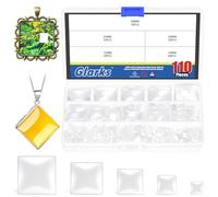 Glarks Juego de 110 cabujones cuadrados de cristal con parte trasera plana, cabujones de cristal transparente para colgar fotos, joyas, manualidades