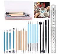 Glarks Juego de 19 herramientas de escultura de arcilla para modelar tallar, incluye herramientas de modelado de plástico, lápiz capacitivo de bola, colorear, pintura de uñas