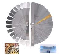 Glarks - Juego de 2 calibradores de acero inoxidable, 32 cuchillas 0.04-0.88 mm, herramienta métrica de doble marcado e imperial para medir el hueco y 16 cuchillas estándar SAE y herramienta