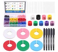Glarks Juego de 224 marcadores de tamaño de percha de 9 colores XXS a 4XL y 6 colores en blanco separadores de ropa con 12 etiquetas blancas y 5 rotuladores utilizados para perchas de alambre.
