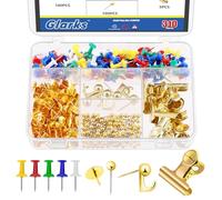Glarks Juego de 310 chinchetas doradas de 5 estilos, chinchetas decorativas para decoración de tablones de anuncios, obras de arte, fotos, proyectos de manualidades