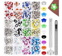 Glarks Juego de 402 ojales redondos y florales de 5 mm, 10 colores y 2 tipos de ojales de metal con 2 piezas de herramientas de instalación para ojales de zapatos, cinturón, bolsas y otros proyectos