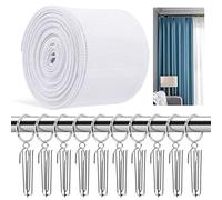 Glarks Juego de 41 Cintas Plisadas de Cortina Que Incluye Cinta Plisada Blanca de 5.5 m con 30 Ganchos plisadores de Cortina de Acero Inoxidable de 4 Puntas y 20 Anillos de Cortina para Cortinas