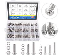 Glarks Juego de 510 tornillos de cabeza plana Phillips M4 M5 M6 de 6 tamaños métricos de acero inoxidable 304, tornillos y tuercas con arandelas planas y arandelas de bloqueo
