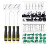 Glarks Juego de 553 juntas tóricas universales métricas, de 36 tamaños, incluye 270 arandelas NBR de goma de nitrilo verde y 279 anillos de sellado de juntas negras con juego de púas y ganchos