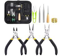 Glarks Juego de 6 Pinzas de Joyería - Kit de Herramientas Profesionales Con Agujas, Redondas, de Nariz Curvadas, Cortadores de Alambre y Para Engarzar