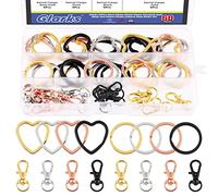 Glarks Juego de 60 llaveros planos, 4 colores creativos en forma de corazón y forma redonda, llaveros divididos con cierres giratorios, gancho a presión para organización de llaves de coche, hogar,