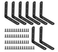Glarks Juego de 63 soportes de esquina negros en L de 100 x 100 x 3 mm, incluye 8 soportes de ángulo recto de acero inoxidable, 55 tornillos M4 x 20 mm, soportes de esquina en L para muebles de madera