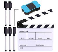 Glarks Juego de 8 tablillas para directores de película acrílica de 25,4 x 30,4 cm, tablero de clapper de Hollywood con borrador y llave hexagonal para producción de películas y fiestas temáticas