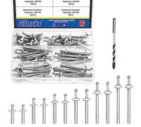 Glarks Juego de 86 clavos de accionamiento de martillo, 6 tamaños, clavos de expansión de ancla de acero de hongo en anclaje, anclajes de hormigón con broca de hormigón para paredes de hormigón,