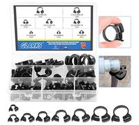 Glarks Juego de abrazaderas de manguera de nailon de doble agarre de color negro, de 70 unidades, 8 unidades, de 6,6 a 27,2 mm de plástico, kit surtido de abrazaderas de trinquete (negro, 70 unidades)