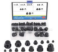 Glarks Juego de tuercas de nailon negro M3-M12 con cúpula de bellota de 7 tamaños, kit surtido de tapas protectoras hexagonales
