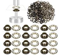 Glarks Kit de 100 ojales de 6 mm con arandelas de diamante blanco, ojales de latón de color bronce, ojales de agujero de cuero de tela para cinturón, zapatos, ropa, lienzo, reparación de cuero