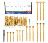 Glarks Kit de 131 tornillos de cubierta de 8 x 1-1/2 pulgadas, 8 x 2 pulgadas, 9 x 2-1/2 pulgadas, 9 x 3 pulgadas, 10 x 3 pulgadas, incluye 130 tornillos de cabeza plana Star Torx y 1 broca Torx T25