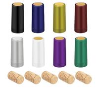 Glarks Kit de 190 cápsulas termorretráctiles de PVC y corchos de vino, 8 colores de envoltura retráctil de vino y 30 tapones rectos naturales para botellas de vino, tapones rectos para embotelladores