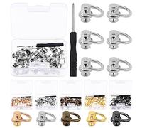 Glarks Kit de 41 remaches de anillo en D, botones de cabeza de poste de bola plateada, remaches redondos giratorios con destornillador para bolsos, cinturones, manualidades de cuero
