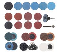 Glarks Kit surtido de 79 discos de lijado, discos de cambio rápido de 2 pulgadas, discos de molienda de bloqueo de rollo, discos de acondicionamiento de superficie con soporte de 1/4 pulgadas para