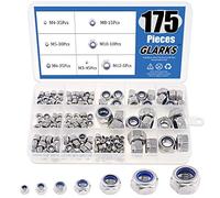 Glarks - Kit surtido de tuercas de acero inoxidable 304 con cierre de nailon, 175 unidades, M3, M4, M5, M6, M8, M10 y M12