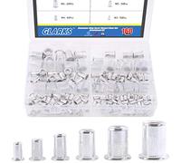 Glarks Kit surtido de tuercas de remache roscadas métricas de aleación de aluminio M3 M4 M5 M6 M8 M10, 160 piezas