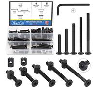 Glarks M6x35/45/55/65/75 mm Negro Hex Socket Cap Perno y tuerca de barril Surtido Kit con una llave Allen para cuna bebé cama muebles