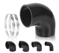 Glarks Manguera de silicona de codo de 90 grados, 76 mm de diámetro interior, 150 mm de longitud, manguera de silicona reforzada de 4 capas de alto rendimiento con 2 abrazaderas de perno en T de acero