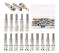 Glarks Paquete de 15 conectores BNC macho chapados en oro, adaptador de latón roscado para RG59 y RG6 cables de CCTV