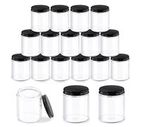 Glarks Paquete de 8 tarros de vidrio de 240 ml con tapas, tarros redondos de vidrio transparente con forro interior y tapas negras para almacenar cremas, productos de belleza, cosméticos y ungüentos