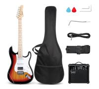GLARRY Guitarra eléctrica, kit de guitarra eléctrica de tamaño completo de 39 pulgadas con bobina de recogida HSS dividida para principiantes, amplificador de 20 W y bolsa de accesorios para guitarra