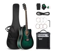 GLARRY Kit de guitarra eléctrica acústica de tamaño completo de 6 cuerdas con amplificador de 15 W, guitarra acústica eléctrica de 41 pulgadas con afinador integrado, bolsa, correa, púas, cuerdas