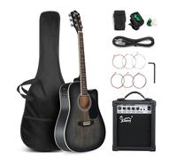 GLARRY Kit de guitarra eléctrica acústica de tamaño completo de 6 cuerdas con amplificador de 15 W, guitarra acústica eléctrica de 41 pulgadas con afinador integrado, bolsa, correa, púas, cuerdas,