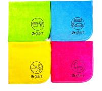 Glart 4444 Set de 4 paños de microfibra 40×40cm - limpieza sin rayas ni pelusas - para cocina, baño, vidrio, grifos y muebles - suave, reutilizable, lavable - uso en seco o húmedo, hecho en Alemania