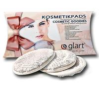 Glart 44AP - Discos desmaquillantes lavables con bolsa de lavado, 7 unidades, color beis y blanco
