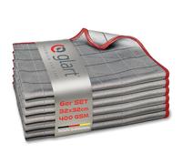 Glart 44C6R 6X Toallas de Carbono, Toallas para Ventanas, Auto, Microfibra para Vidrio, sin Rayas ni Manchas, Toallas Pulidoras 32x32 cm, 400 gsm