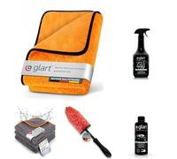 Glart® 44V01 Value Kit Außenreinigung Auto: XXL Trockentuch, Premium Felgenreiniger, Autoshampoo, Felgenbürste, 3er Mikrofasertücher