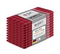 Glart 48RI2 Paños cocina 10 uds 50x70 cm - 100% algodón - 300 GSM - OEKO-TEX - cuadros rojos - lavables, sin pelusas y absorbentes - trapos cocina para secar vajilla
