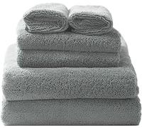 Glart 49M4G - Juego de 6 toallas de microfibra absorbente de óptima calidad. Adecuado para secar la piel y el cabello con simples toques. Juego de 6. Color gris