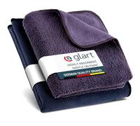 Glart Pack de 2 paños de microfibra para limpiar la casa: vidrio, muebles, cristales, cocinas de alto brillo y la parte delantera de los muebles de cocina, 60 x 40 cm y 32 x 32 cm, Gris Anthracit