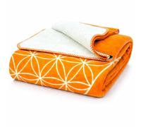 Glart J2BO Manta Suave Flor de la Vida, Algodón 150x200 cm, extra suave, amigable con la piel, cálida, transpirable, para sofá, lavable a máquina - manta de yoga acogedora.