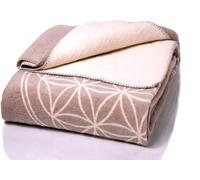 Glart Manta, Flor de la Vida, Gris Crudo, 150x200 cm. Manta de Lana Suave y cálida para sofá y sofá. Ideal como Manta de Yoga, Colcha o Manta de sofá. Sin Mangas