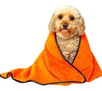 Glart T44WG Toalla suave superabsorbente para perros, toalla para mascotas para coche y hogar, toalla de baño para perros de microfibra 90x60 cm, naranja, alta absorción de agua