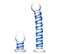 Glas Glas - Double Penetration Glass Swirly Dildo & Butt Plug Set
