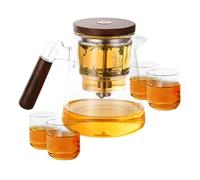 Glas- mit Teesieb und Deckel - tropffreier Ausgießer, Wassertrennung, Glas- | Klarglas-Teekessel, Tee-Ei, Wasserkocher für die Teestube von Home Company