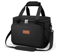 GlasFlength Bolsa Termica Porta Alimentos 15L, Bolsa Comida Trabajo Reutilizable Lunch Bag Portátil con Correa Ajustable Bolsa Isotermica Porta Alimentos para Trabajo Escuela Picnic (Negro)