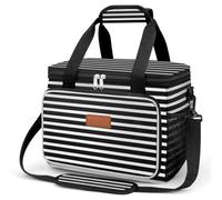 GlasFlength Bolsa Termica Porta Alimentos 15L, Bolsa Comida Trabajo Reutilizable Lunch Bag Portátil con Correa Ajustable Bolsa Isotermica Porta Alimentos para Trabajo Escuela Picnic (Rayas)